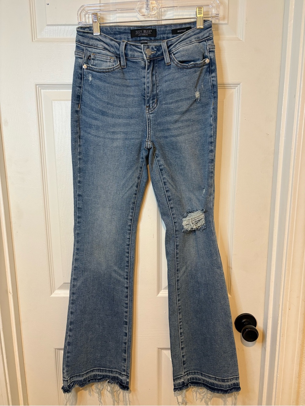 Judy Blue Medium Blue Flared Distressed Jeans